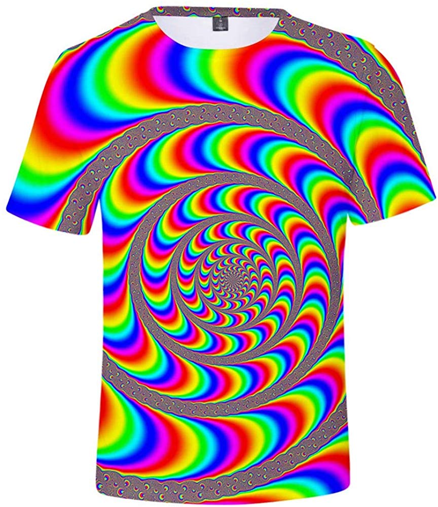 Unisex 3D Novelty Tshirts Men Graphic Funny Tees Printed Crewneck Short Sleeve Summer Top T Shirts Rotate Eddy