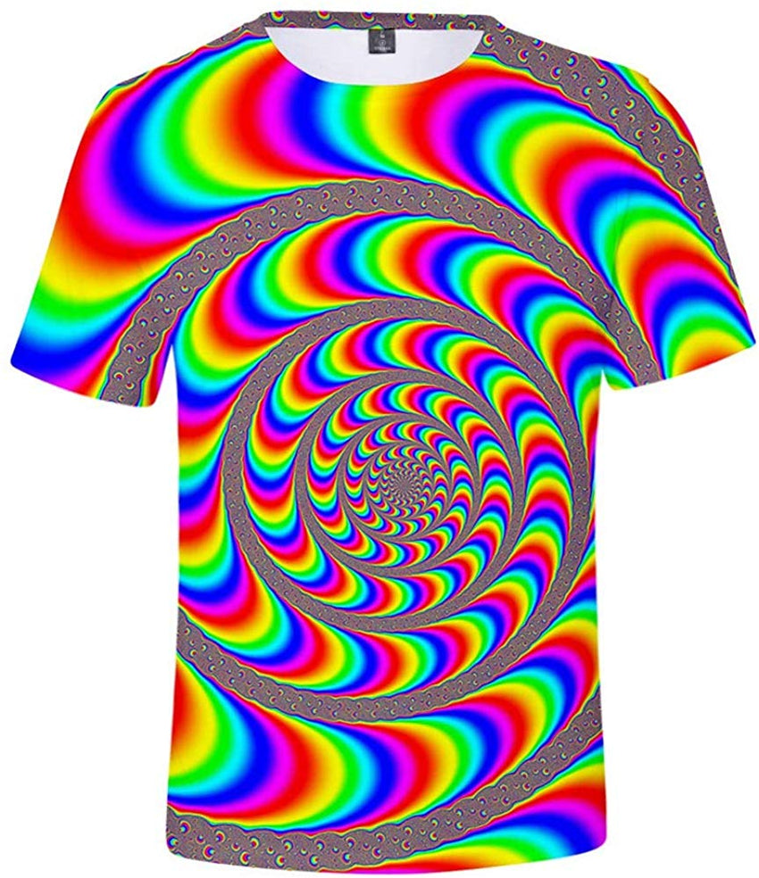 Unisex 3D Novelty Tshirts Men Graphic Funny Tees Printed Crewneck Short Sleeve Summer Top T Shirts Rotate Eddy