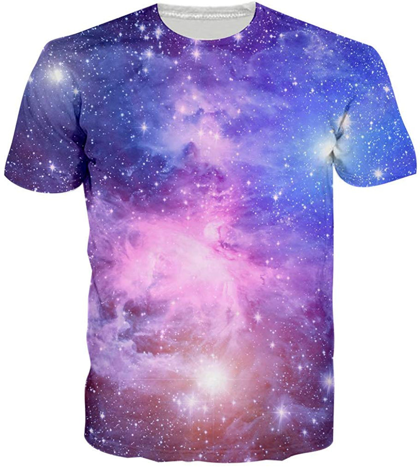 Men Women 3D Novelty Graphic T Shirts Short Sleeve Crewneck Tie Dye Tee Tops for Casual Galaxy
