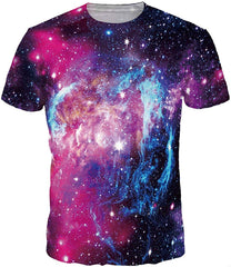 Unisex Men 3D Printed Casual Summer Short Sleeve T Shirts Tees Galaxy Pink
