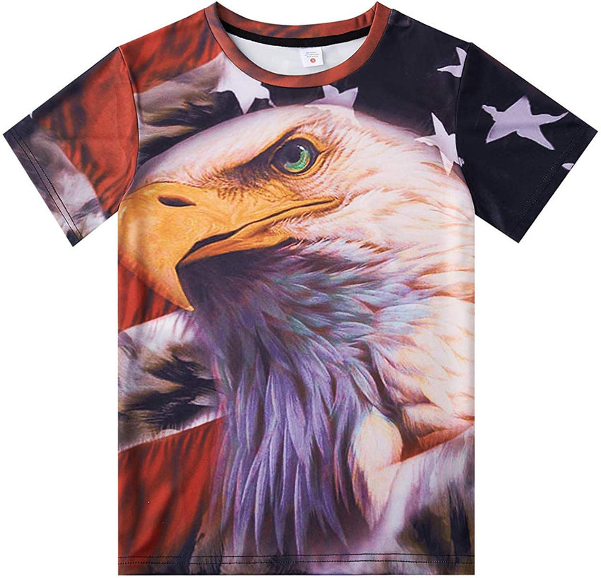 Unisex Personalized Novelty 3D Printed T Shirts Short Sleeve Tops Tees A4 usa Flag