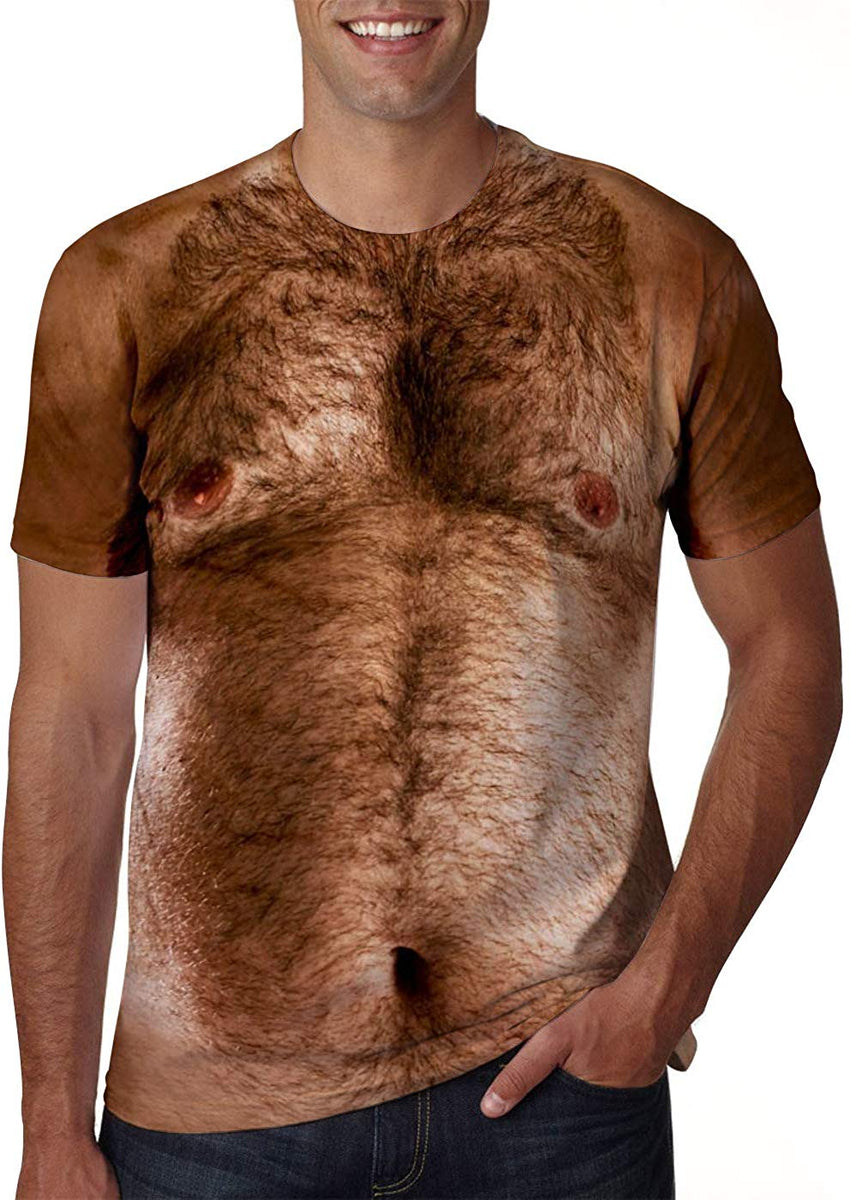 Unisex 3D Creative Print Short Sleeve T Shirt Casual Graphic Tees A Chest Hair