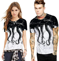 Unisex 3D Print Short Sleeve T Shirt Fashion Couple Tees White/Black#2