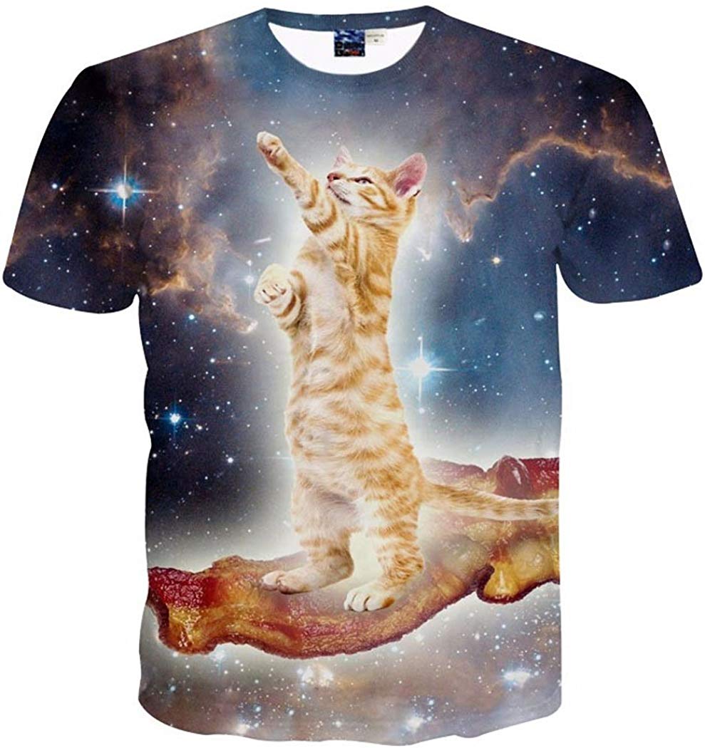 3D Print Shirt Hipster Unisex Men Women Clothing Tops Swag T Shirt Cat Surfing