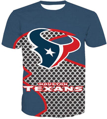 Men's Short Sleeve 3D Digital Print Houston Texans Team Summer T Shirts Nature