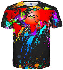 Unisex Casual 3D Print Short Sleeve T Shirt Tees Black 61