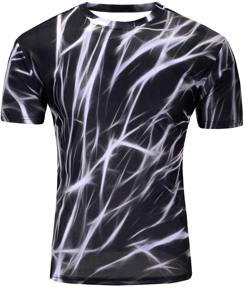 Men's Fashion 3D Print Hip Hop Style T Shirts Cool Creative Imagination Tee Lightening