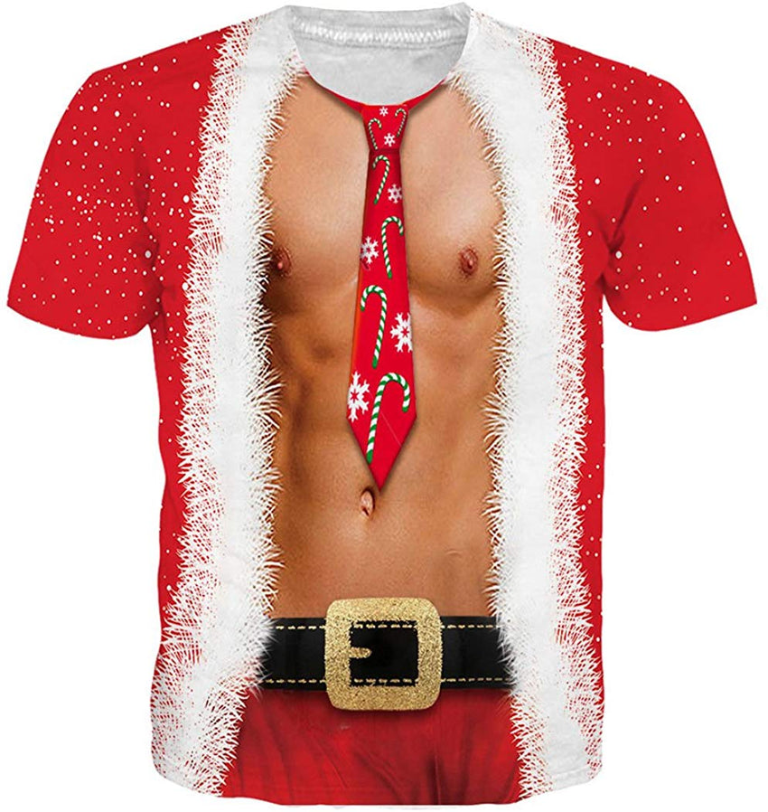 Mens T Shirts 3D Graphics Print Short Sleeve Funny Summer T Shirts Christmas 7