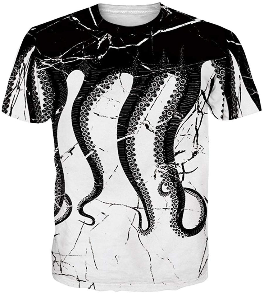 Unisex Cool Novelty 3D Graphic Print T Shirts Summer Short Sleeve Crewneck Tees Casual Tops Octopus