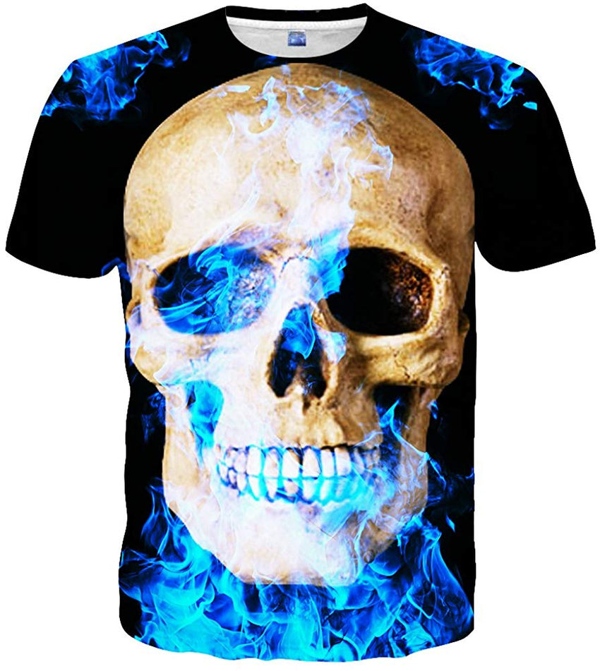 Unisex Casual 3D Print Short Sleeve T Shirt Tees Blue35
