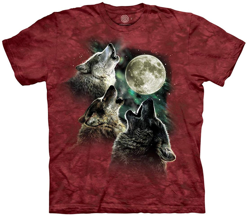 Men's Three Wolf Moon Short Sleeve Tee Red