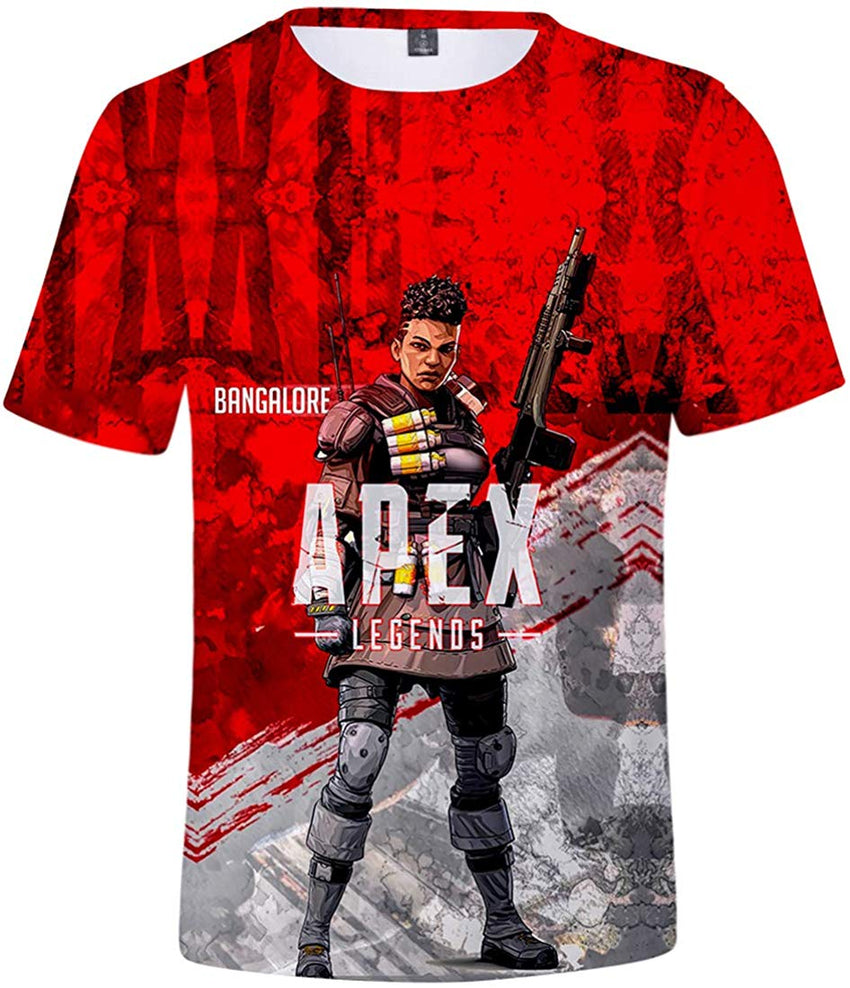 Fashion Apex T Shirt 3D Printed Game Topic Apex Legends Shirt for Men Women Teen Bangalore Red