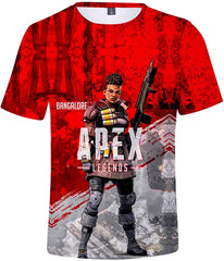 Fashion Apex T Shirt 3D Printed Game Topic Apex Legends Shirt for Men Women Teen Bangalore Red