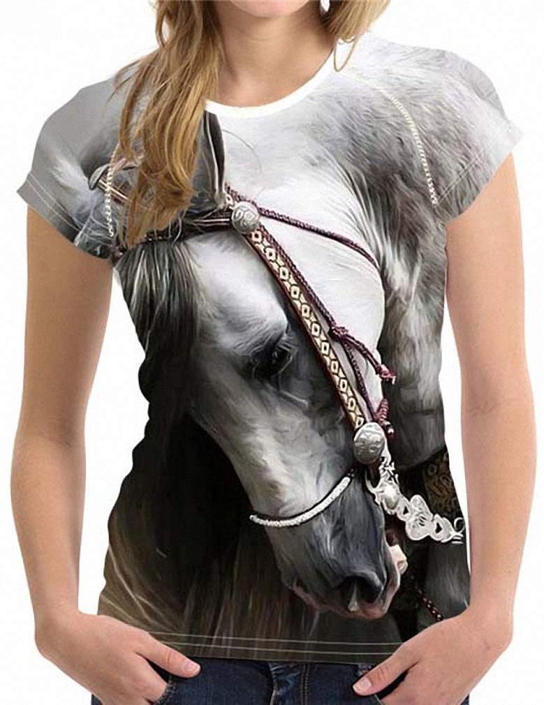 Unisex 3D Printed T shirt Horse Short Sleeved Casual Tops Shirts W793BV