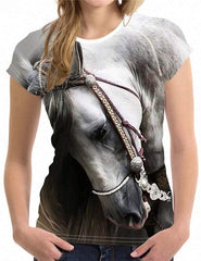 Unisex 3D Printed T shirt Horse Short Sleeved Casual Tops Shirts W793BV