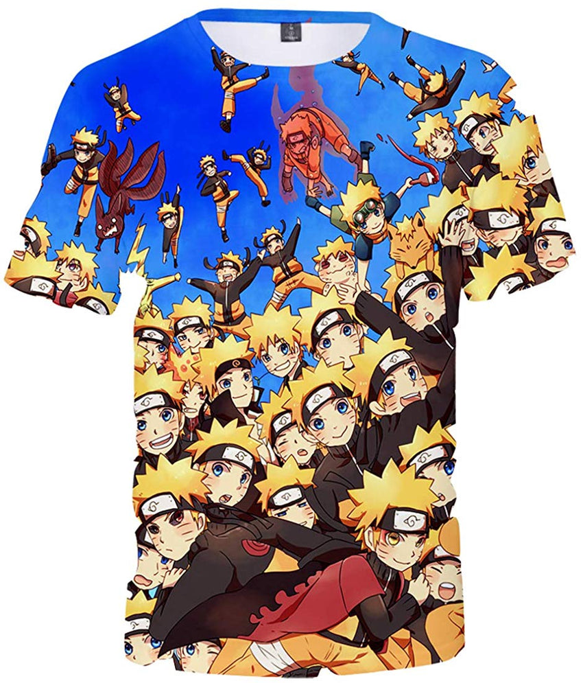Unisex Novelty Tee Tops 3D Printed with The Japanese Anime Naruto T Shirts for Men Women Cute Naruto