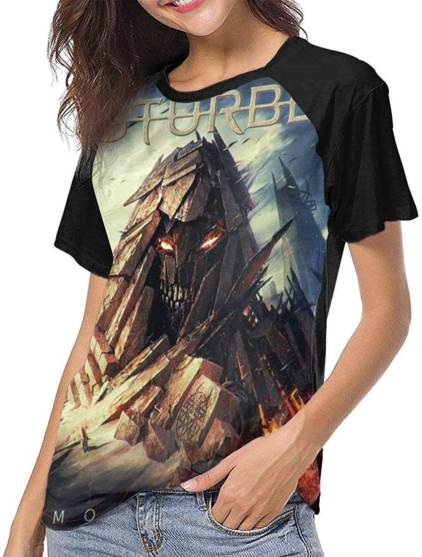 Disturbed Short Sleeve Womens 3D Print Baseball T Shirt Hip Hop Sports Raglan Tee Top Shirt Nature