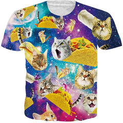 Unisex Short Sleeve 3D Digital Printed Personalized T Shirts Tees Pizza Cat