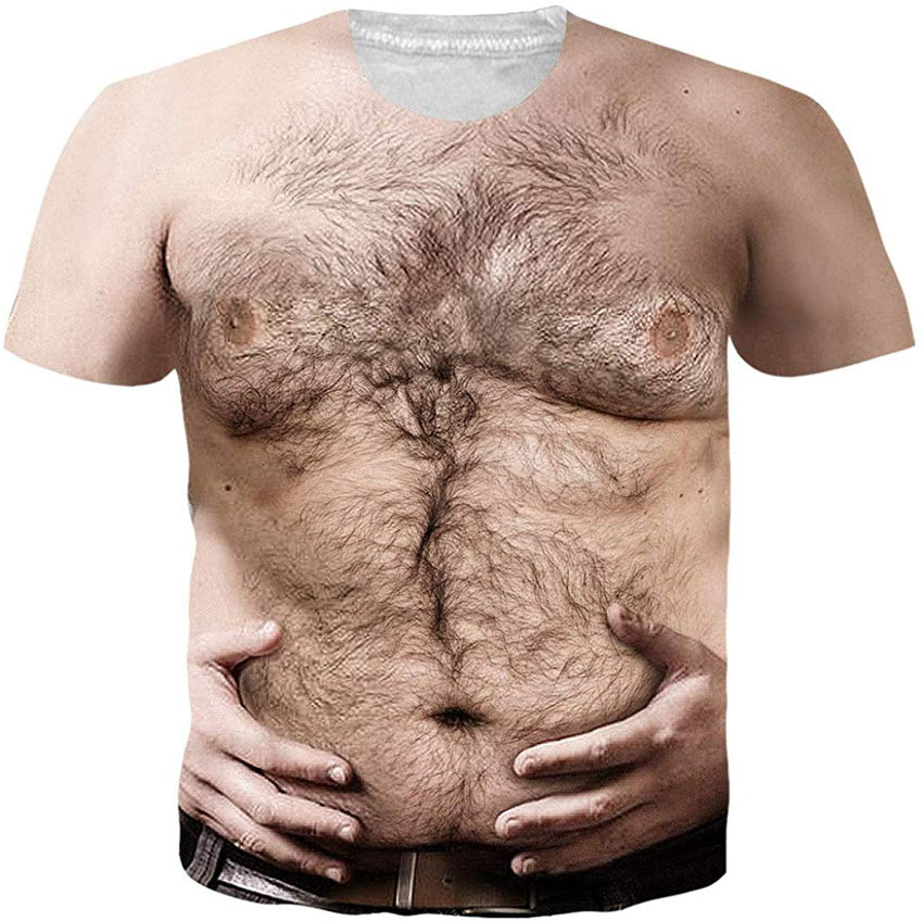 Unisex Short Sleeve T Shirts 3D Novelty Print Casual Funny Graphic Tees S 3XL A2 Hairy Chest 2