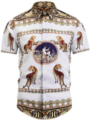 Men's Short Sleeve Luxury Print Button Dress Shirt Al003 74