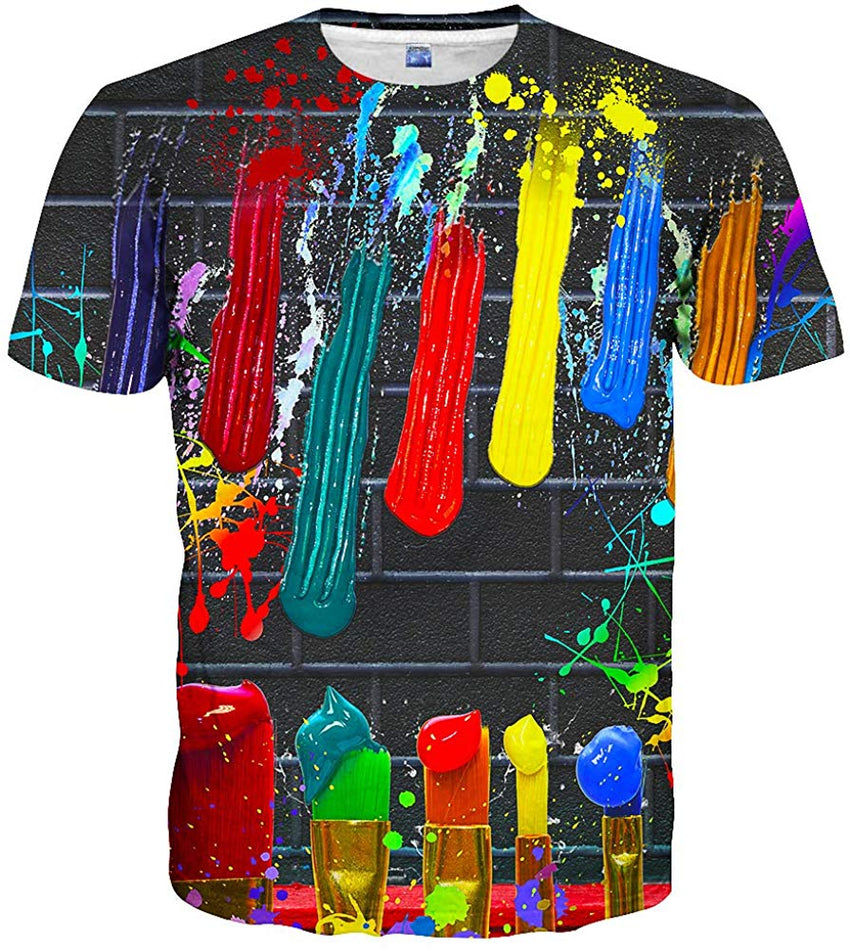 Unisex Casual 3D Print Short Sleeve T Shirt Tees Black 63