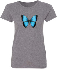 3D Morpho Butterfly Women's T Shirt Tee Deep Heather