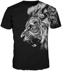 Men's O Neck 3D Digital Print Cartoon Animal Design Lovers' Short Sleeve Summer T Shirts Black