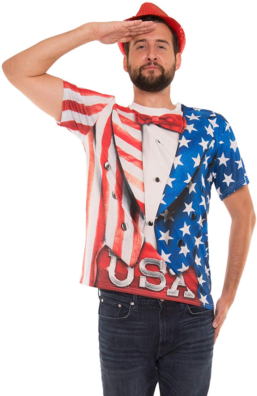 Men's 3D Photo Realistic Short Sleeve T Shirt Usa Tuxedo