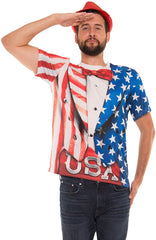 Men's 3D Photo Realistic Short Sleeve T Shirt Usa Tuxedo