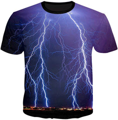 Unisex Flash Casual T Shirt Lightening 3D Printed Cool Crew Neck Parkour Tees City