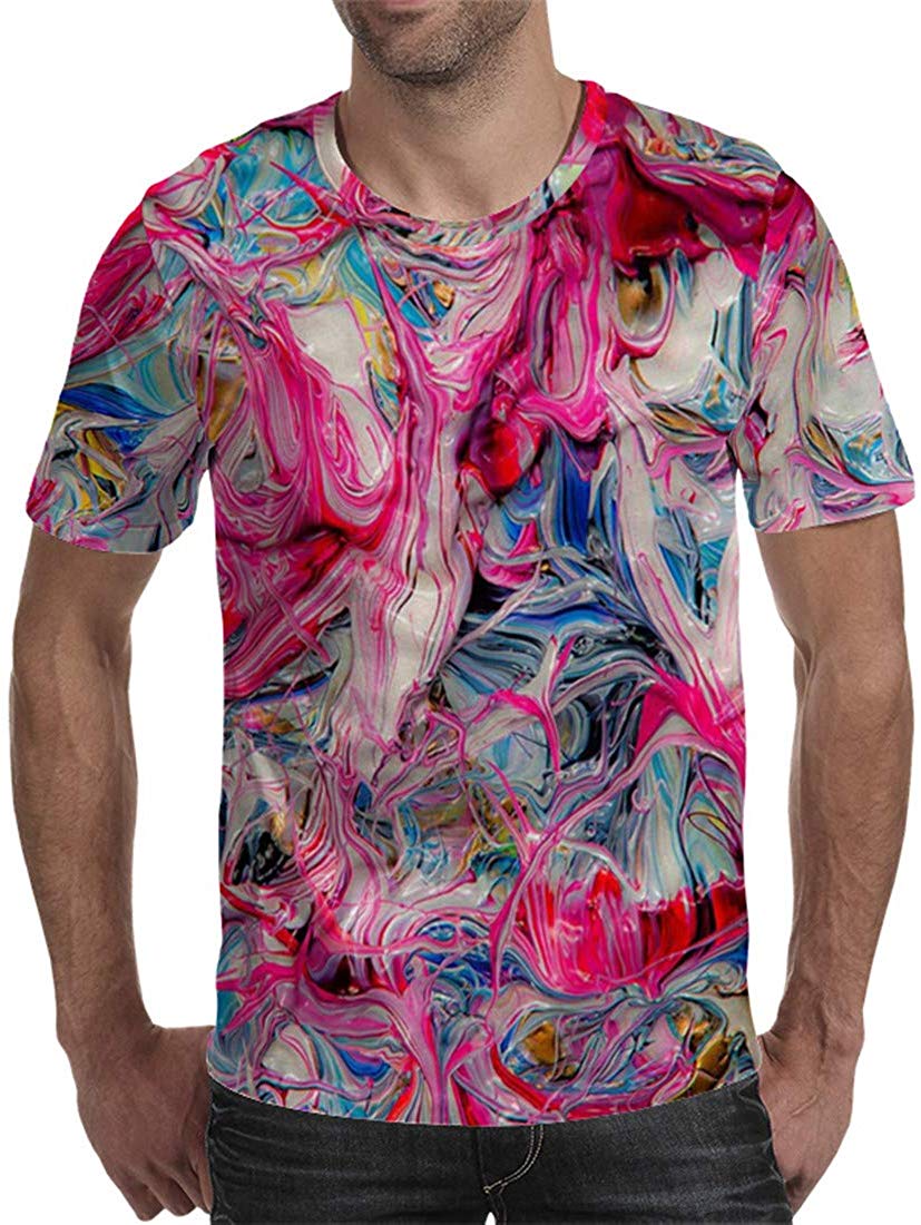 Unisex 3D Printed Tie Dye Creative Funny Summer Casual Short Sleeve T Shirts Tees T03317
