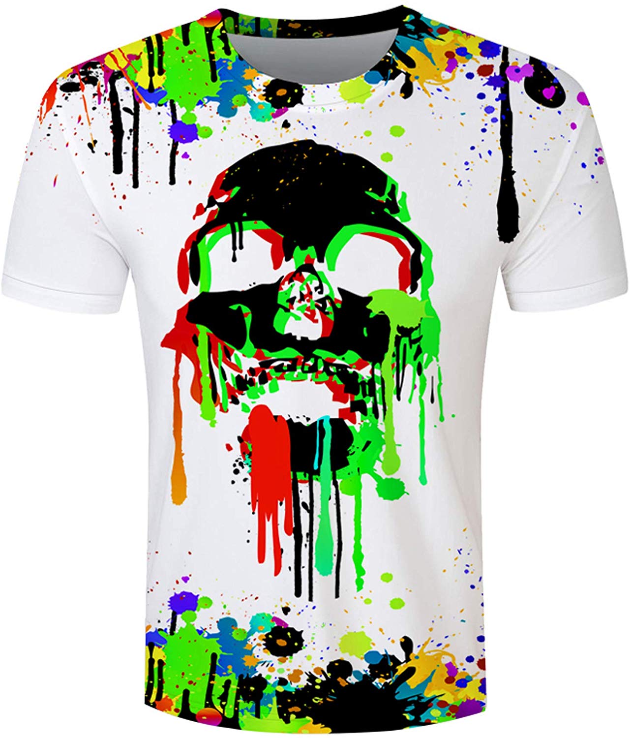 Unisex 3D Novelty Tshirts Men Graphic Funny Tees Printed Crewneck Short Sleeve Summer Top T Shirts Ink Painting Skull