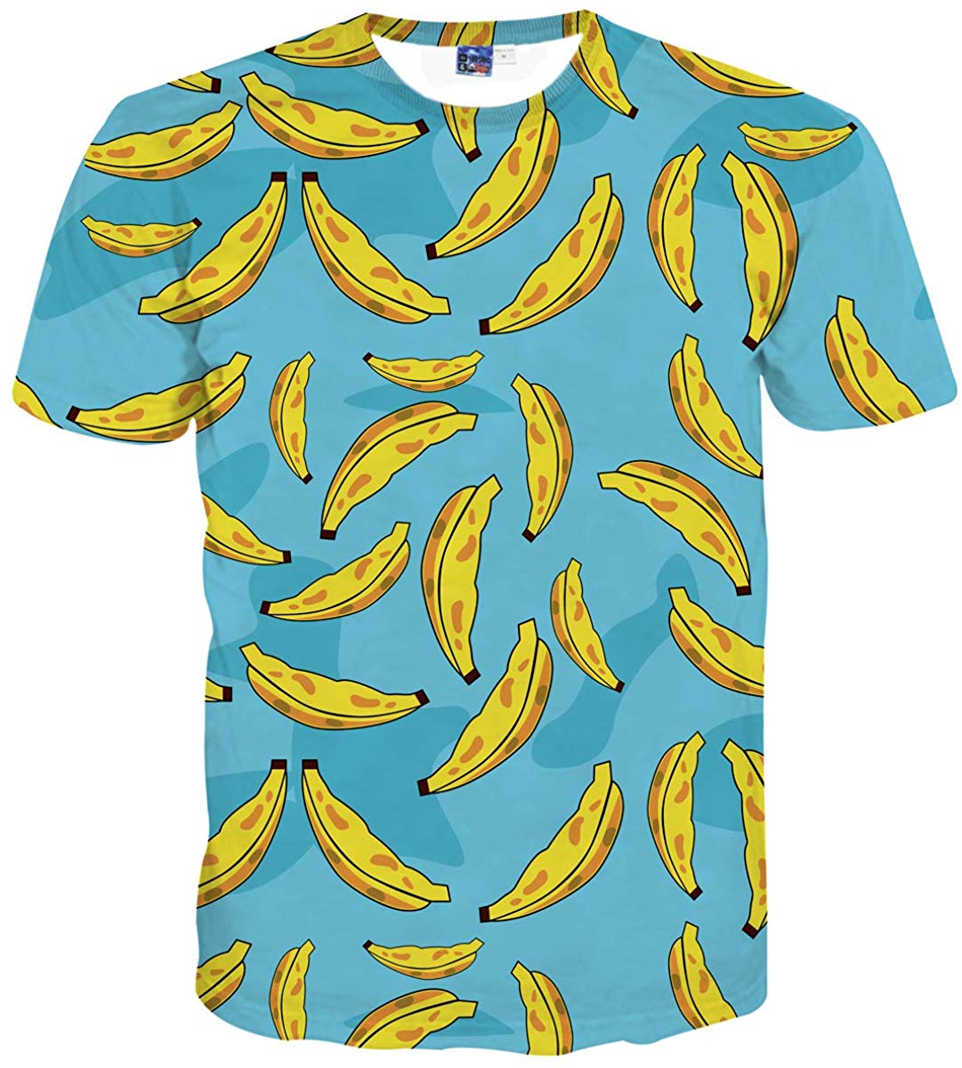 Unisex 3D Novelty Tshirts Men Graphic Funny Tees Printed Crewneck Short Sleeve Summer Top T Shirts Blue Banana