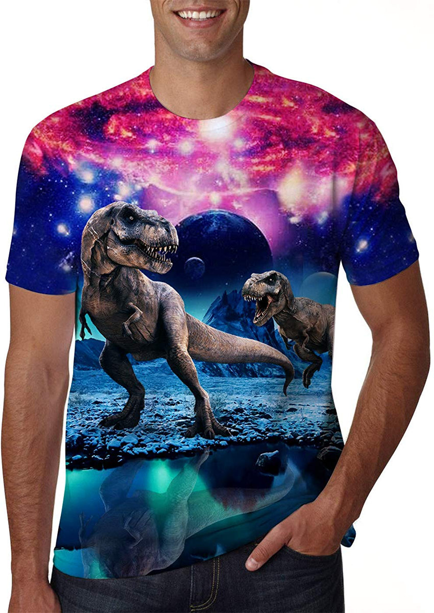Unisex 3D Creative Print Short Sleeve T Shirt Casual Graphic Tees A dinosaur