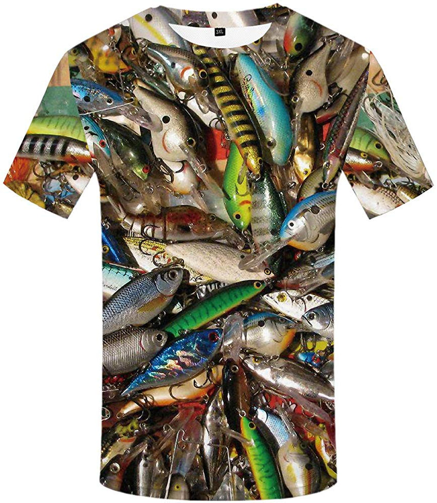 Unisex 3D Printed Creative Graphic Short Sleeved Soft T Shirt for Men Tee Fishing T Shirts