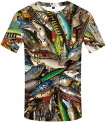 Unisex 3D Printed Creative Graphic Short Sleeved Soft T Shirt for Men Tee Fishing T Shirts