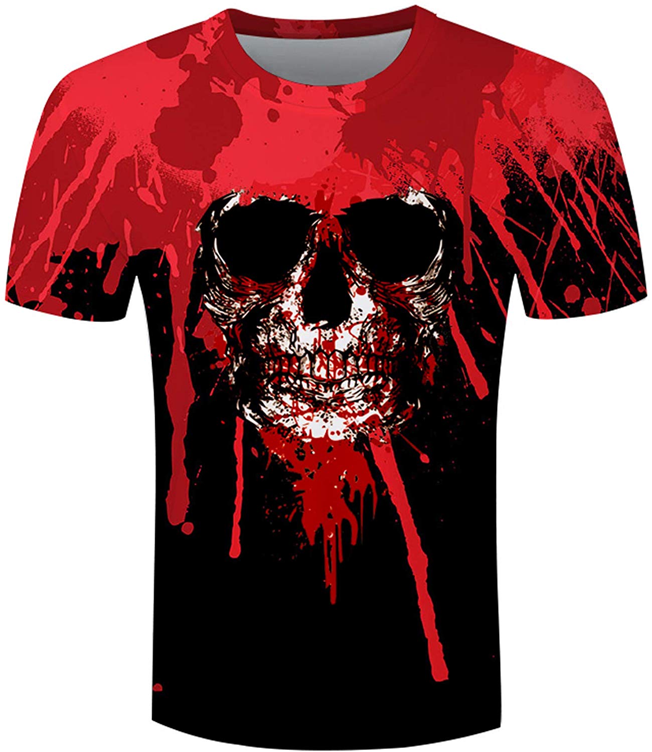 Unisex 3D Novelty Tshirts Men Graphic Funny Tees Printed Crewneck Short Sleeve Summer Top T Shirts Blood Skull