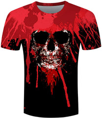 Unisex 3D Novelty Tshirts Men Graphic Funny Tees Printed Crewneck Short Sleeve Summer Top T Shirts Blood Skull