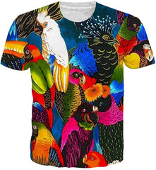 Unisex Cool Novelty 3D Graphic Print T Shirts Summer Short Sleeve Crewneck Tees Casual Tops Birds