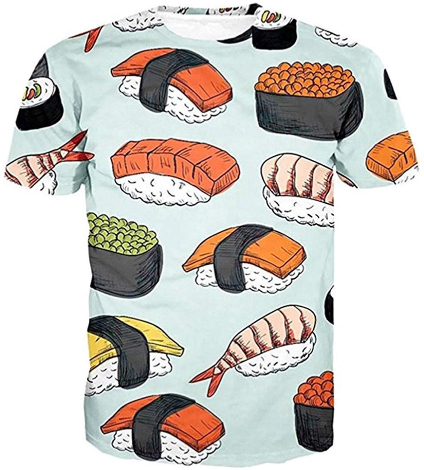 Men Casual Shirts Sexy Women Printing 3D T Shirt Sushi