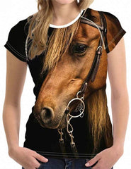 Unisex 3D Printed T shirt Horse Short Sleeved Casual Tops Shirts W3749BV
