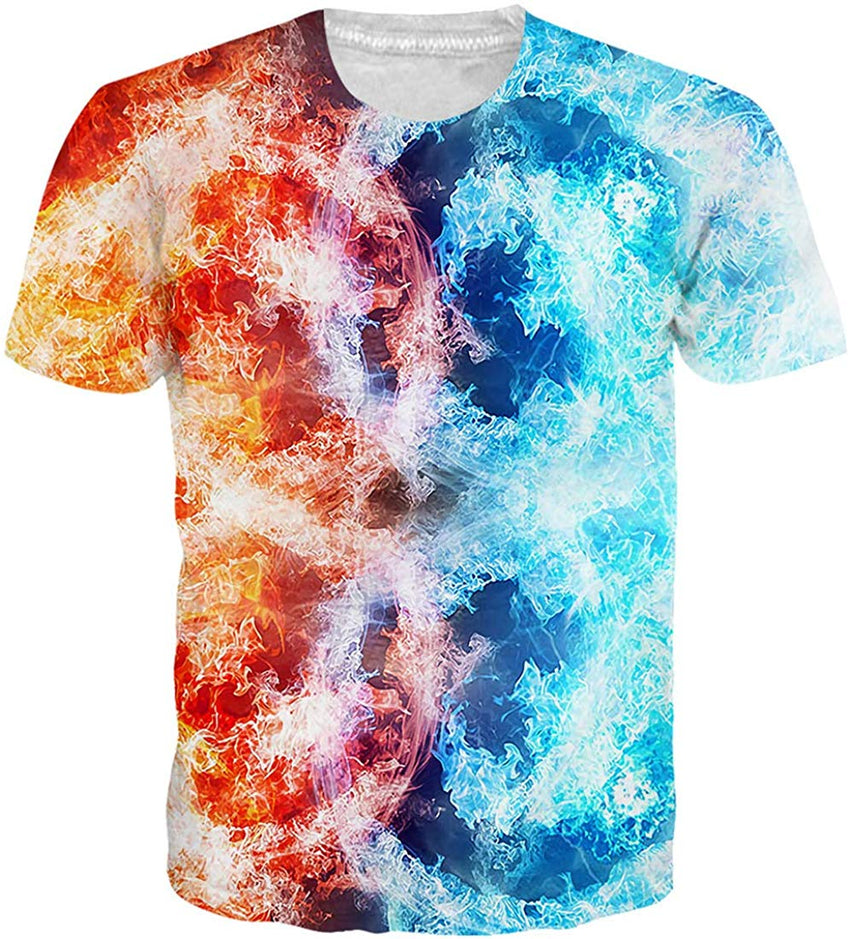 Unisex 3D Printed Summer Casual Short Sleeve T Shirts Top Tees S XXL Ice and Fire