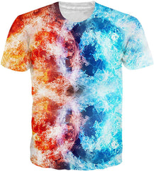 Unisex 3D Printed Summer Casual Short Sleeve T Shirts Top Tees S XXL Ice and Fire