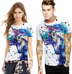 Unisex 3D Print Short Sleeve T Shirt Fashion Couple Tees Colorful