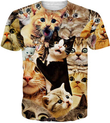 Unisex Casual 3D Print Animal Short Sleeve T Shirt Graphic Tees Cool Cat 2