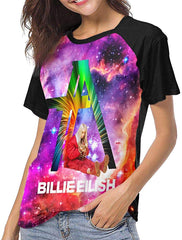 Interesting Short Sleeve Womens 3D Print Baseball T Shirt Hip Hop Sports Tee Top Shirt Black 3