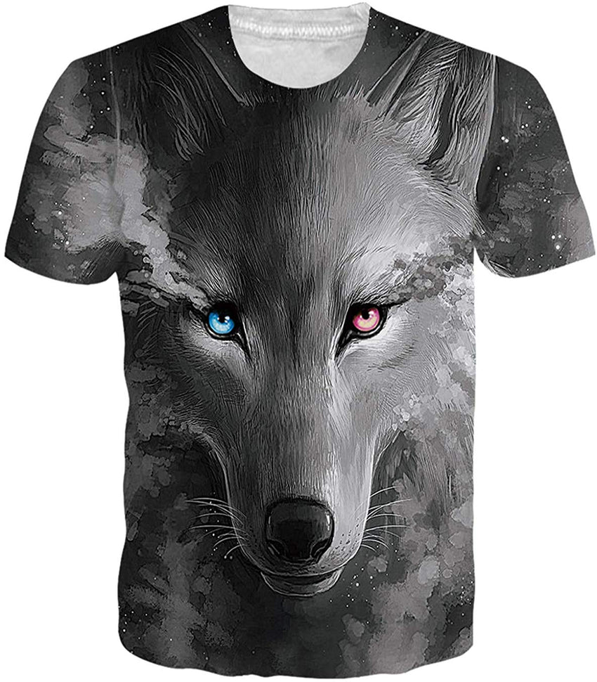 Unisex 3D Printed Pattern Short Sleeve T Sleeve Cool Graphic Tees Top Wolf 2