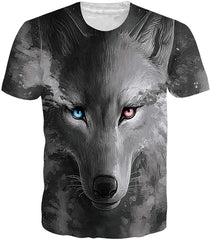 Unisex 3D Printed Pattern Short Sleeve T Sleeve Cool Graphic Tees Top Wolf 2