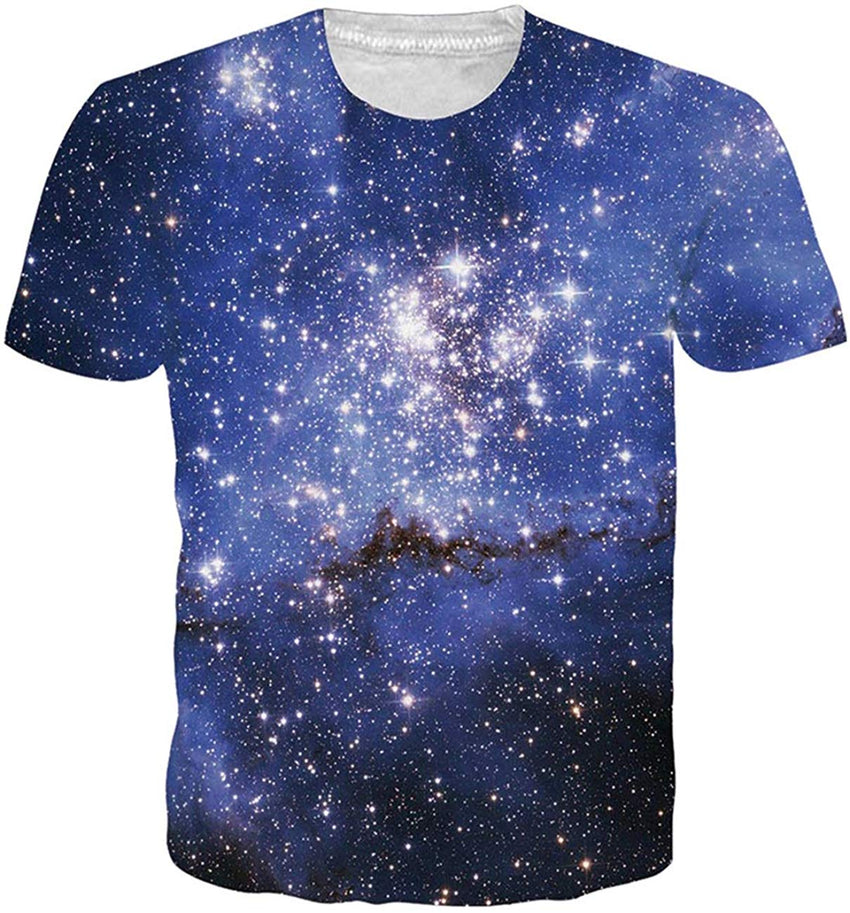 Unisex 3D Printed Summer Casual Short Sleeve T Shirts Top Tees S XXL Galaxy Stars