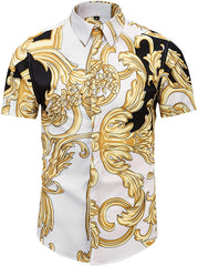 Men's Short Sleeve Luxury Print Button Dress Shirt Al003 45